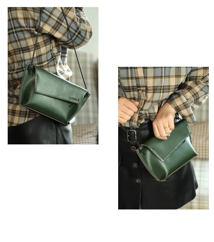 Cute LEATHER Small Side Bag Black Handmade WOMEN Crossbody BAG Phone Purse FOR WOMEN